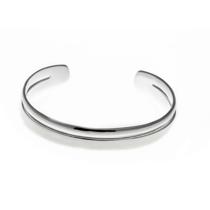 Sterling Silver Flat Torque Bangle