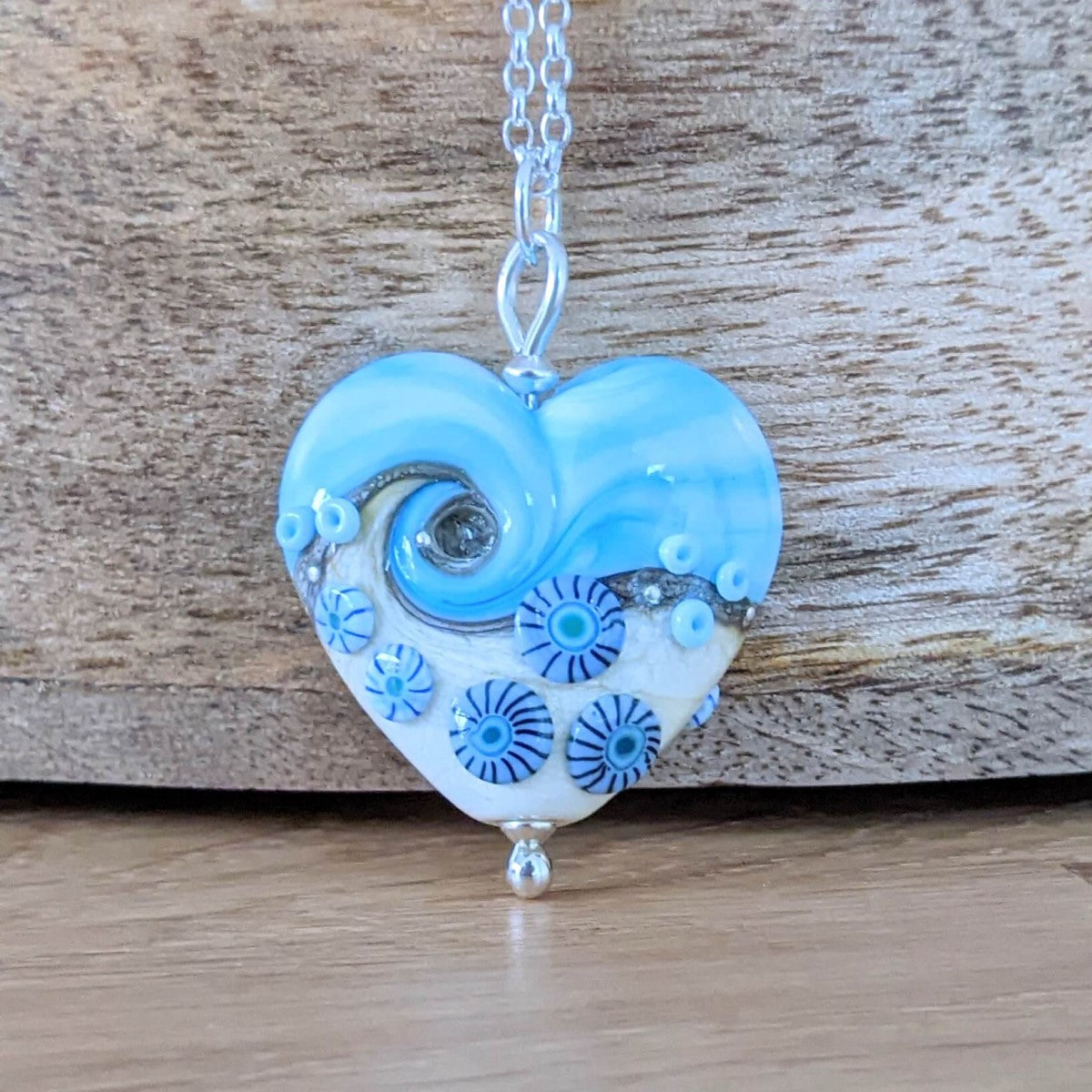 Beach Art Glass - Beyond the Sea Heart Pendant