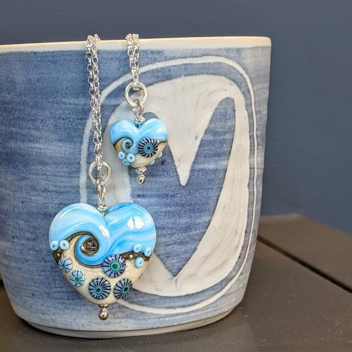 Beach Art Glass - Beyond the Sea Heart Pendant