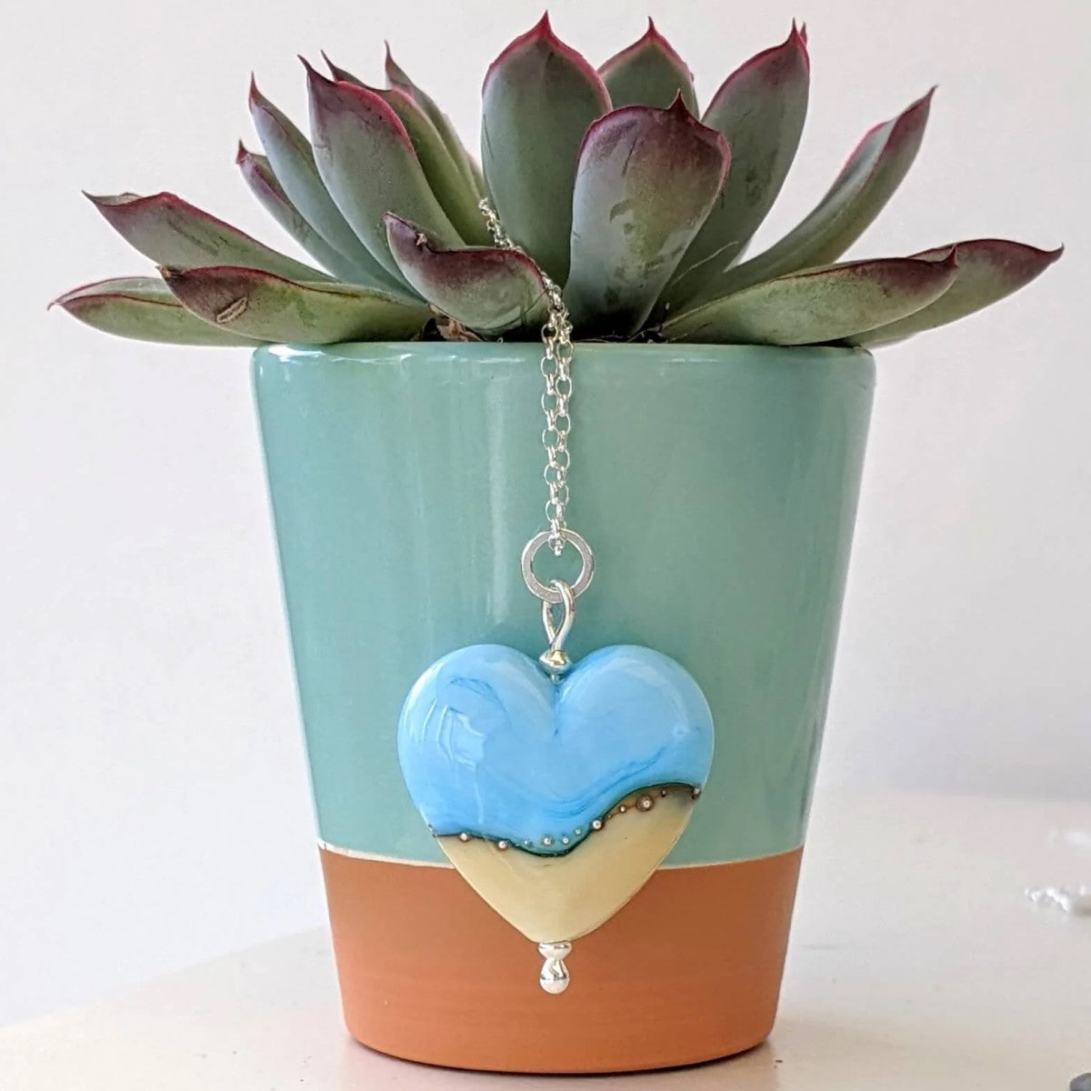 Beach Art Glass - Sandy Beach Sweetheart Pendant