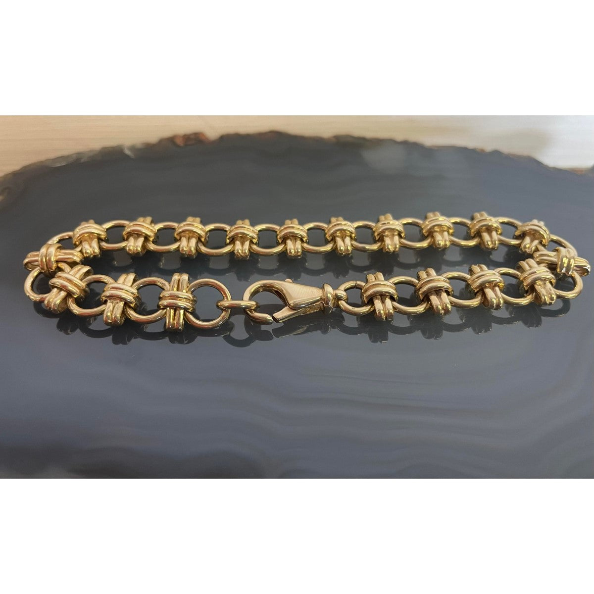 Secondhand 9ct Yellow Gold Alternating Link Bracelet