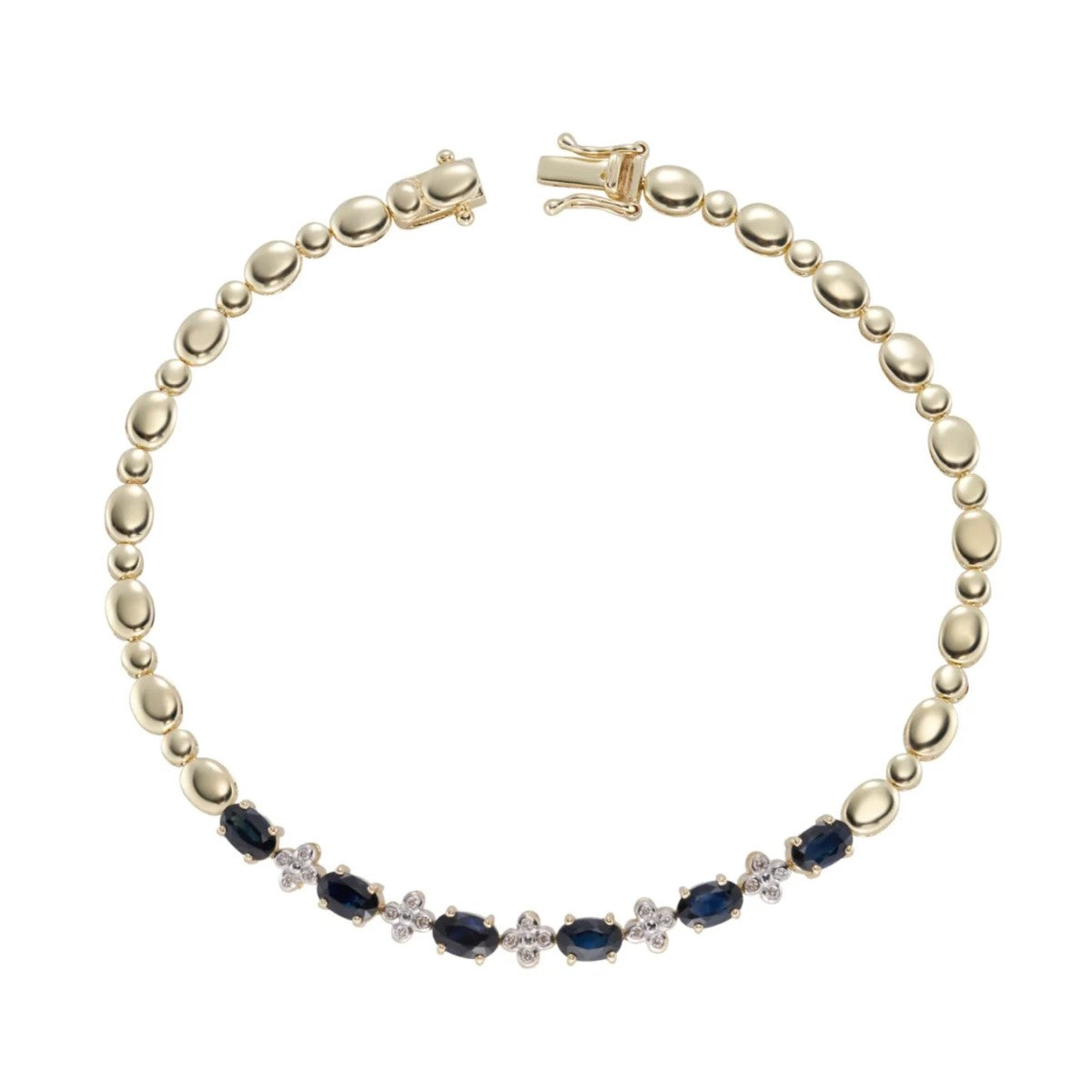 9ct Yellow Gold Sapphire & Diamond Bracelet