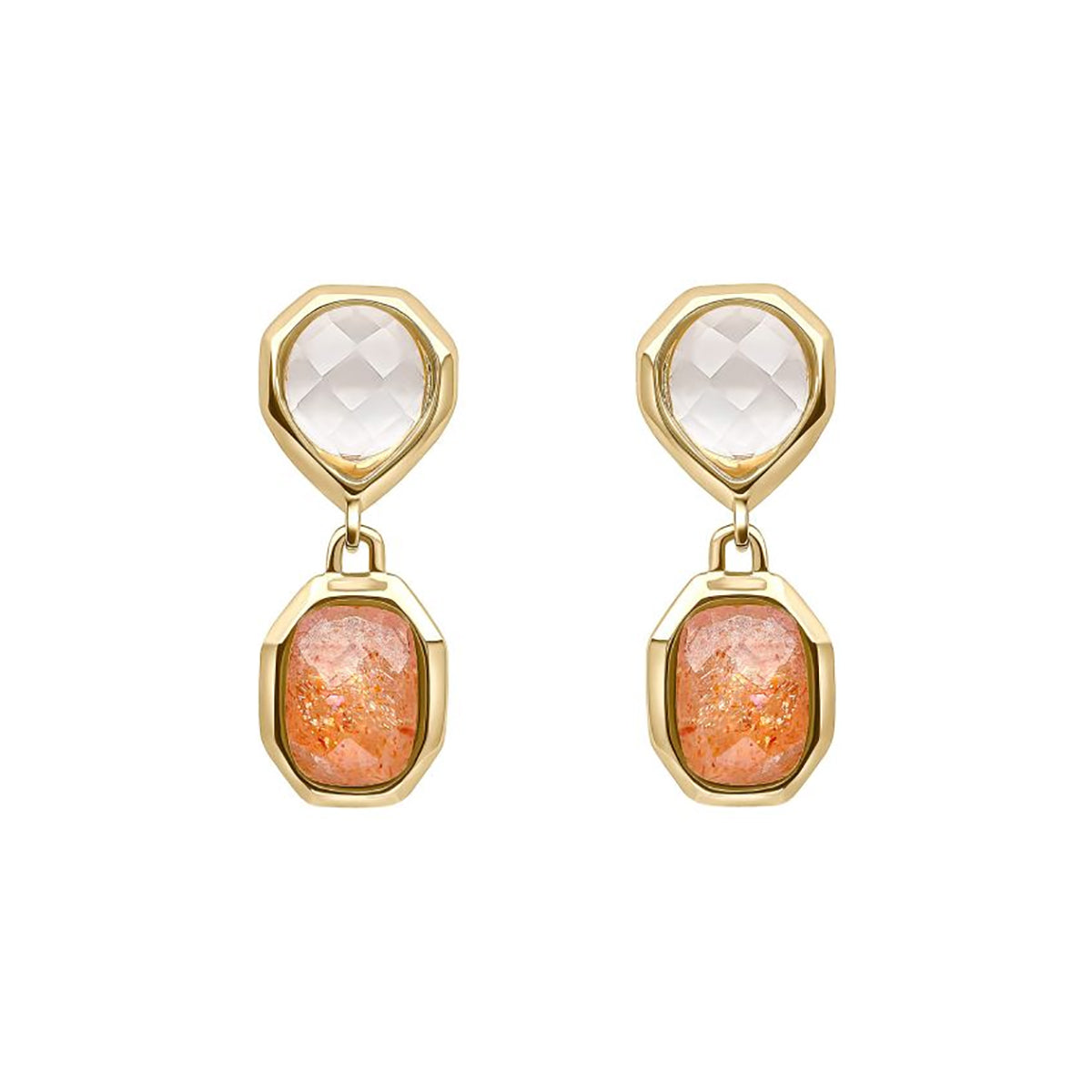 Fiorelli Sunstone & White Quartz Earrings