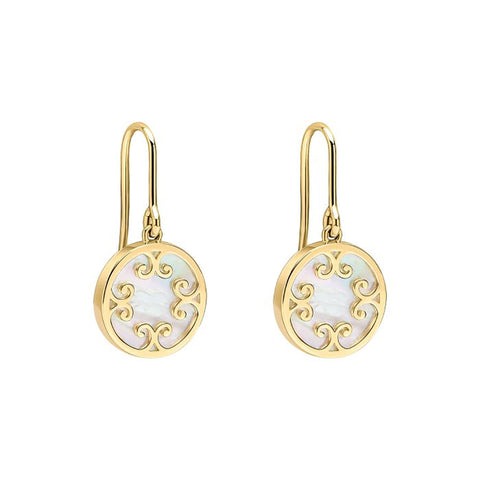 9ct Yellow Gold Mother of Pearl Drop Earrings