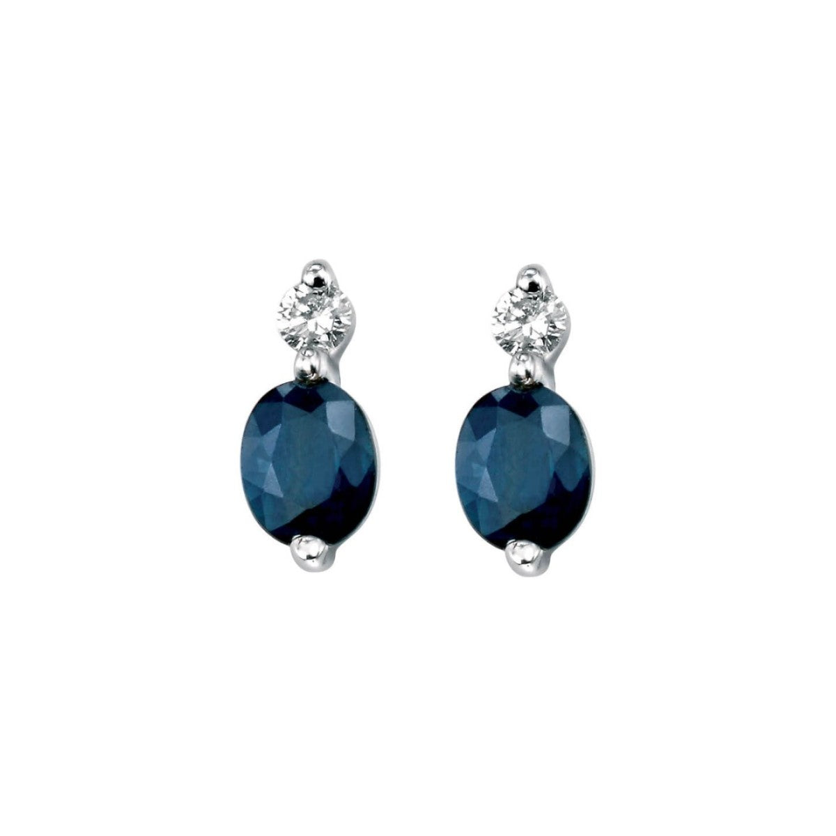 9ct White Gold Oval Sapphire and Diamond Earrings