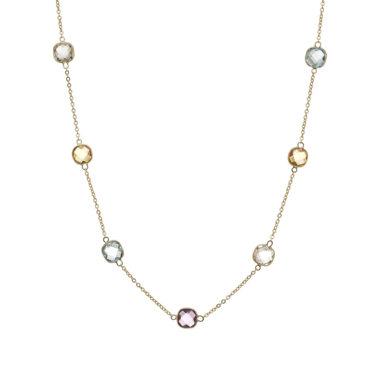 9ct Yellow Gold Gem Set Necklet