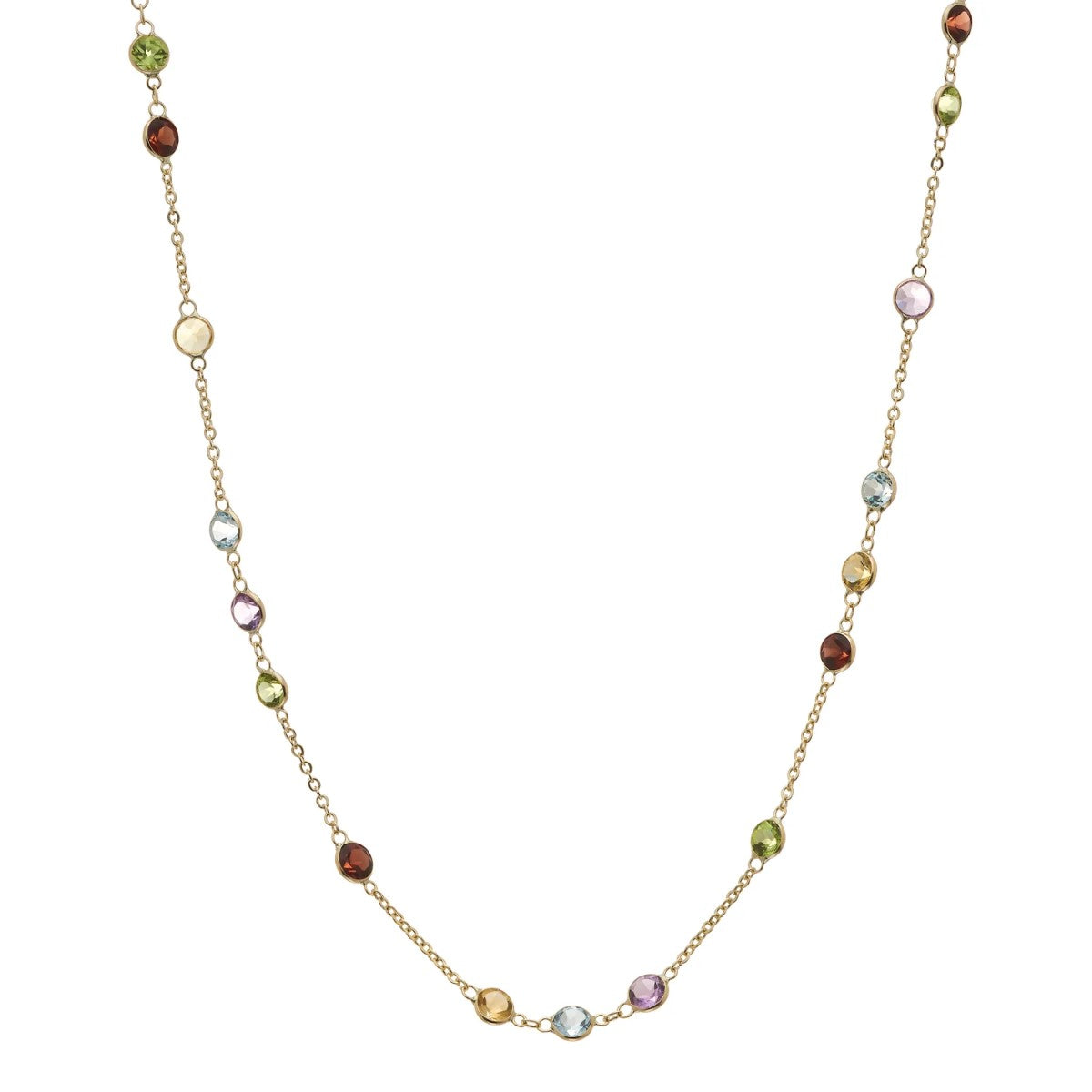 9ct Yellow Gold Gem Set Necklet