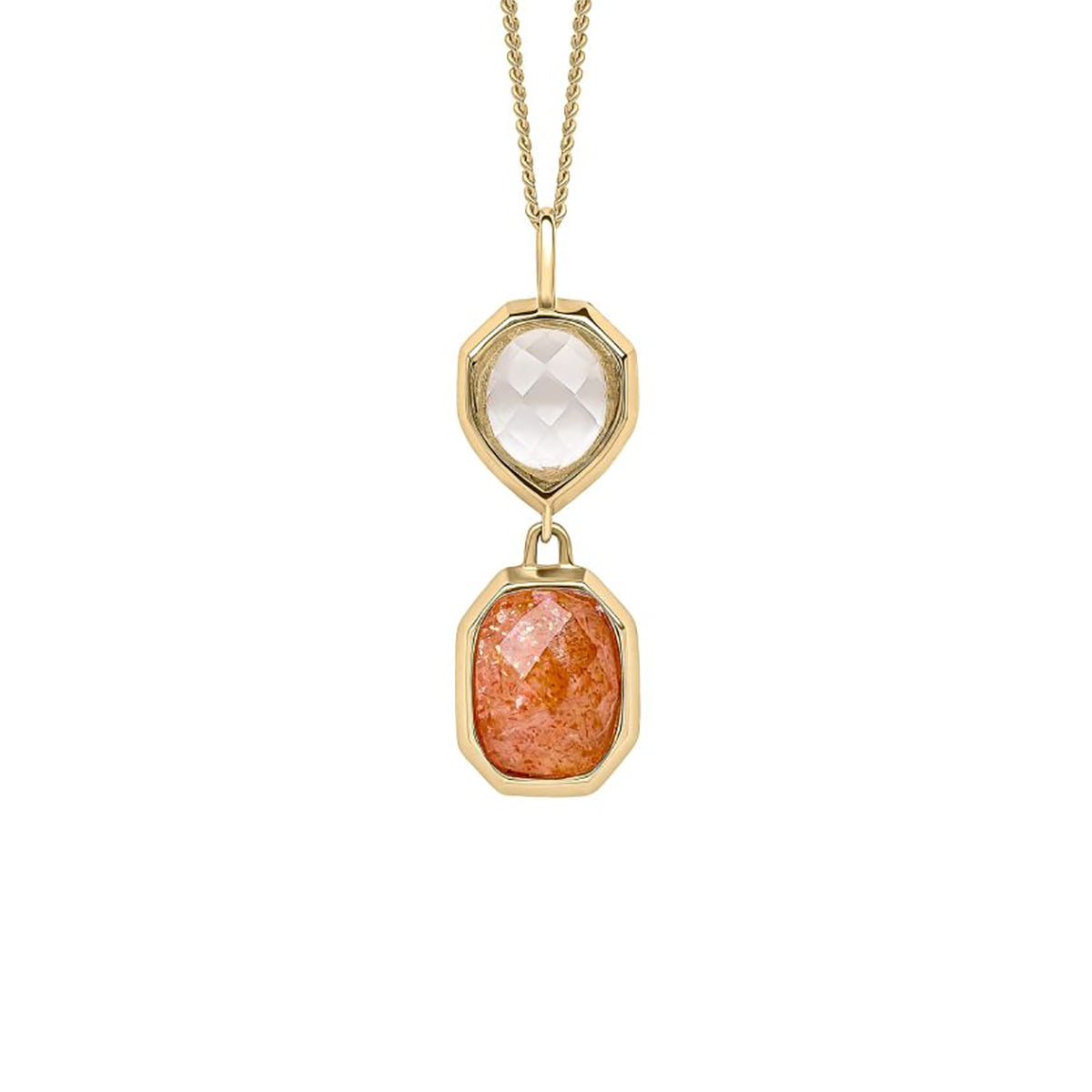 Fiorelli Sunstone & Quartz Drop Pendant Necklace