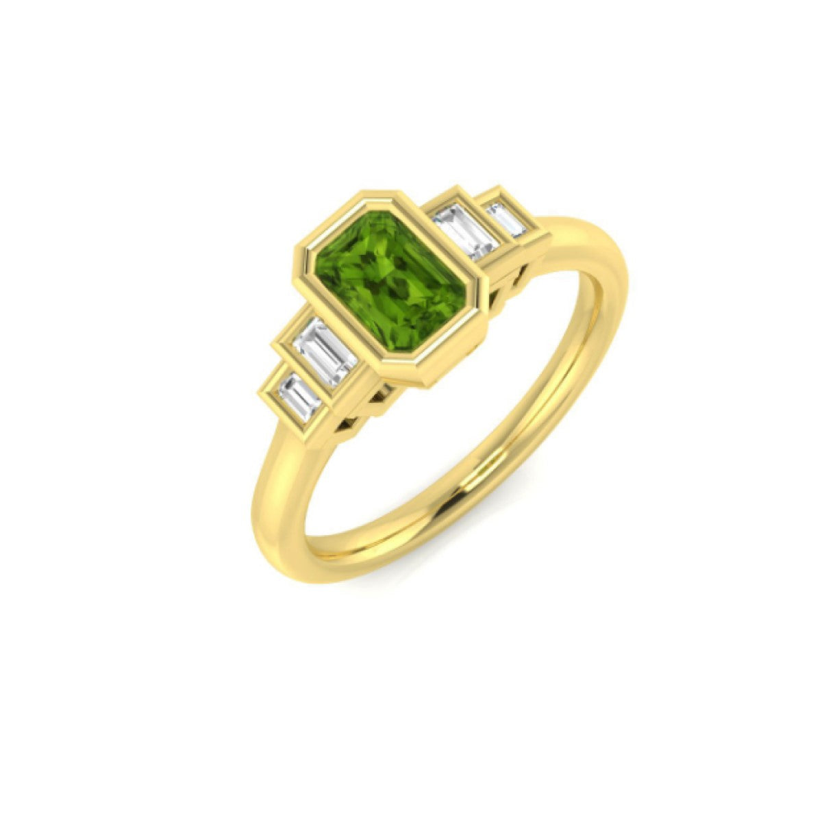 9ct Yellow Gold Peridot & Diamond Ring