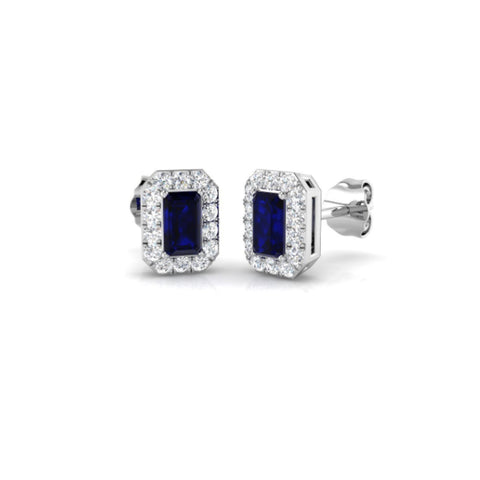 9ct White Gold Sapphire & Diamond Stud Earrings