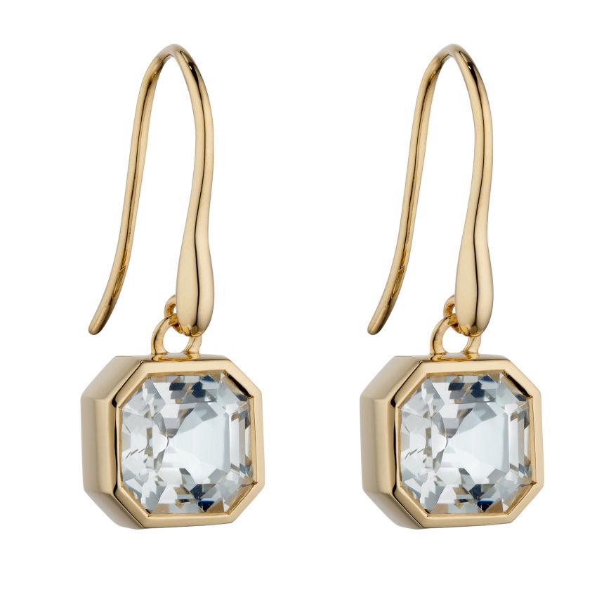 9ct Yellow Gold White Topaz Drop Earrings