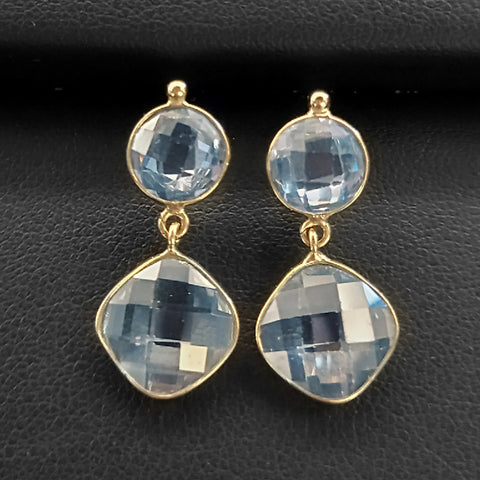 18ct Yellow Gold Blue Topaz Drop Earrings