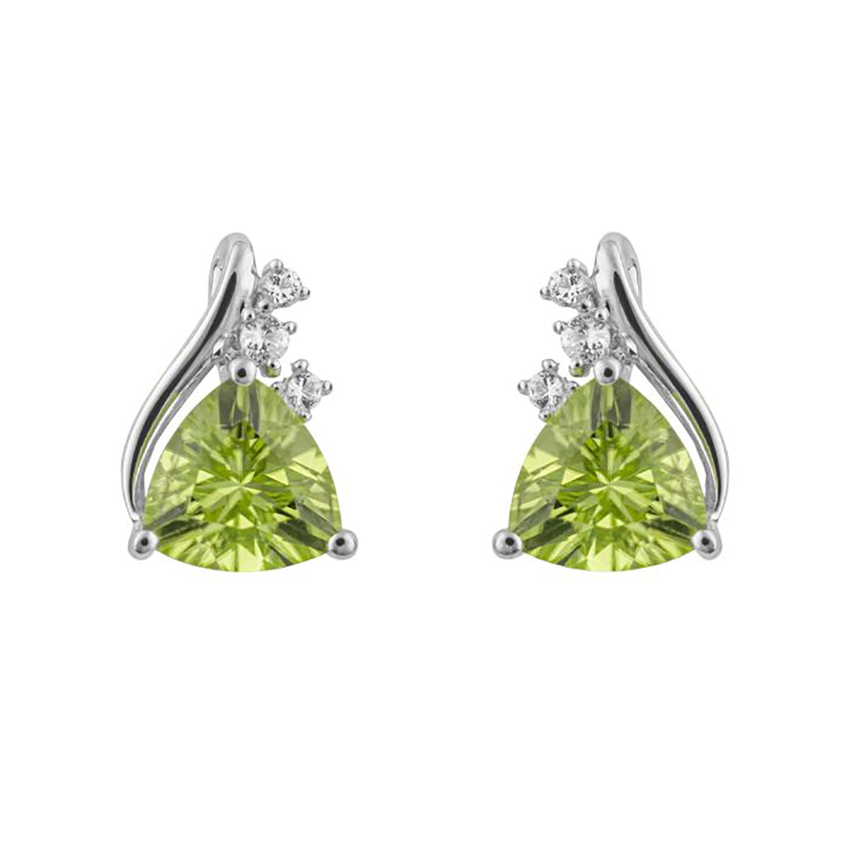 9ct White Gold Peridot & White Topaz Stud Earrings