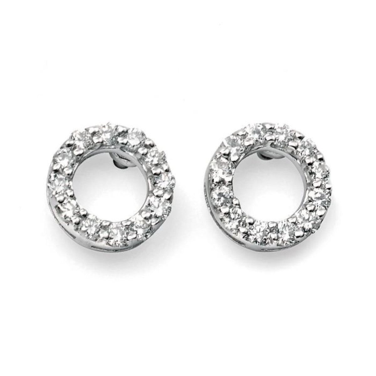 9ct White Gold Diamond Halo Stud Earrings