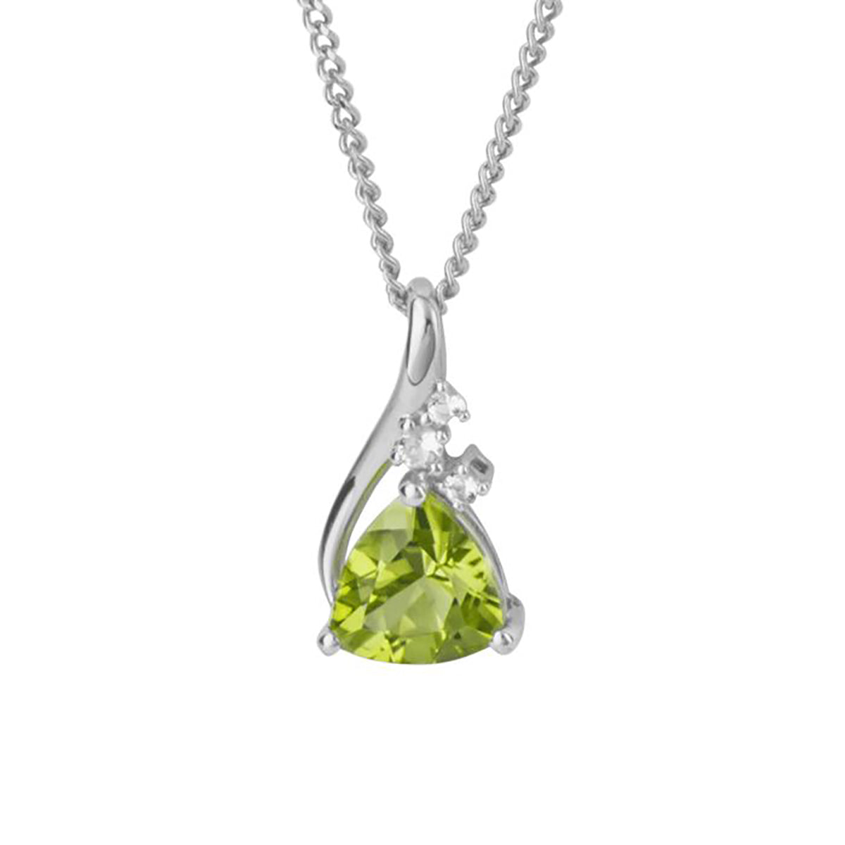 9ct White Gold Peridot & White Topaz Necklace