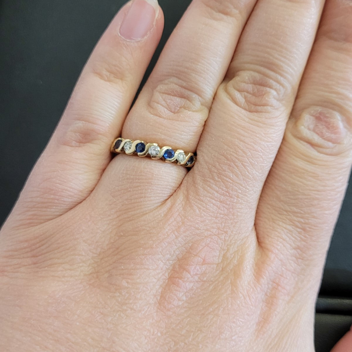 Secondhand 9ct Sapphire & Diamond Half Eternity Ring