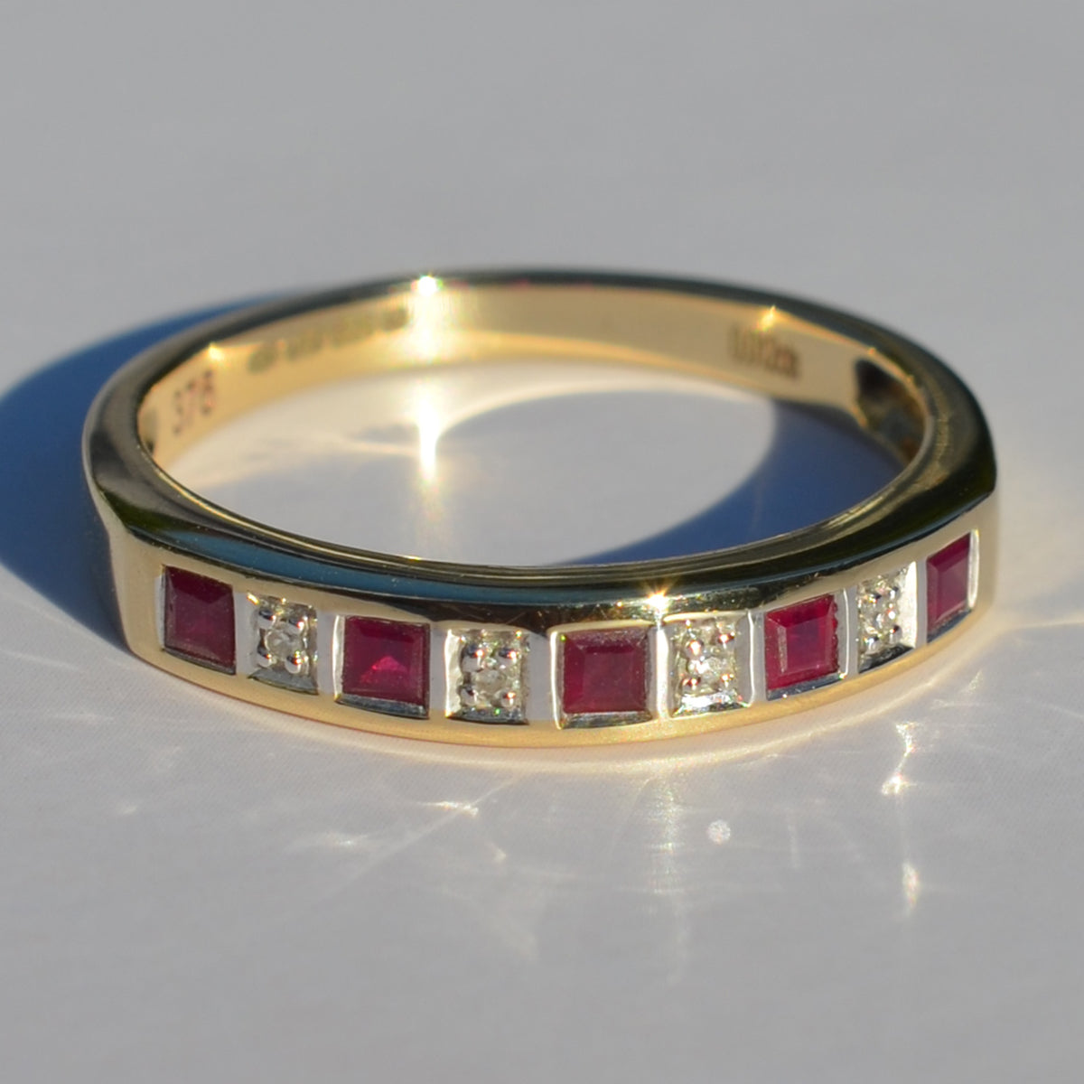 9ct Yellow Gold Ruby & Diamond Eternity Ring