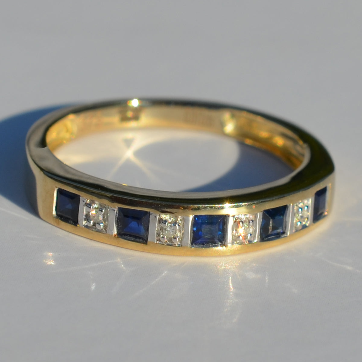 9ct Yellow Gold Sapphire & Diamond Eternity Ring