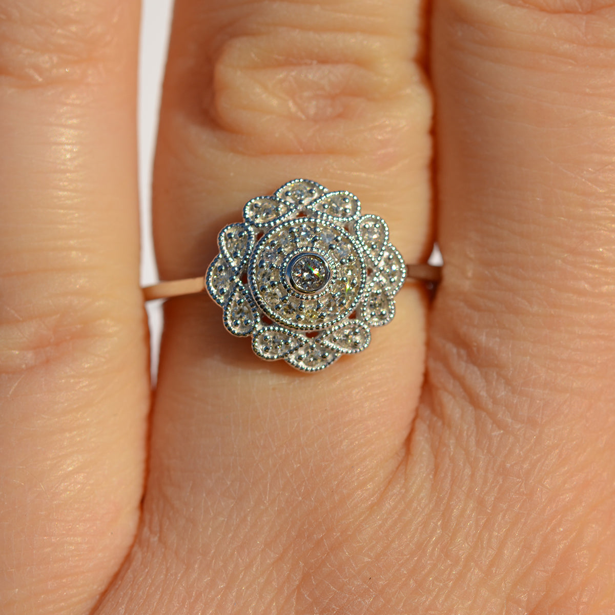 9ct White Gold Diamond Cluster Ring