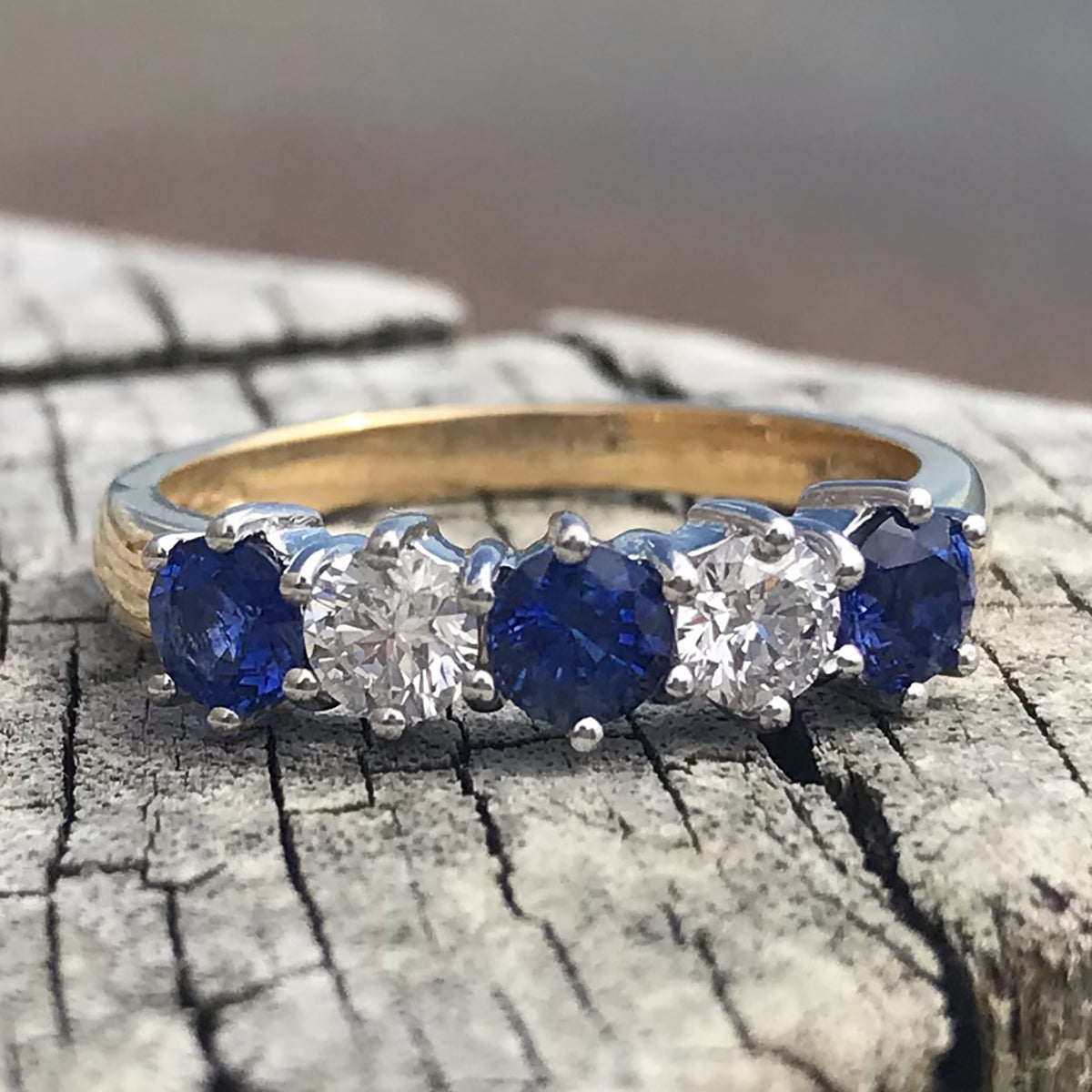 18ct Yellow Gold Sapphire & Diamond Eternity Ring