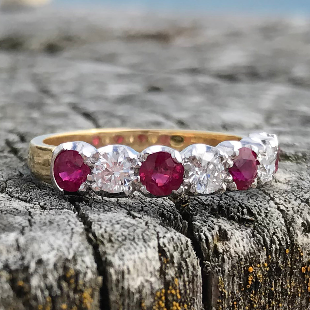 18ct Yellow Gold Ruby & Diamond Eternity Ring