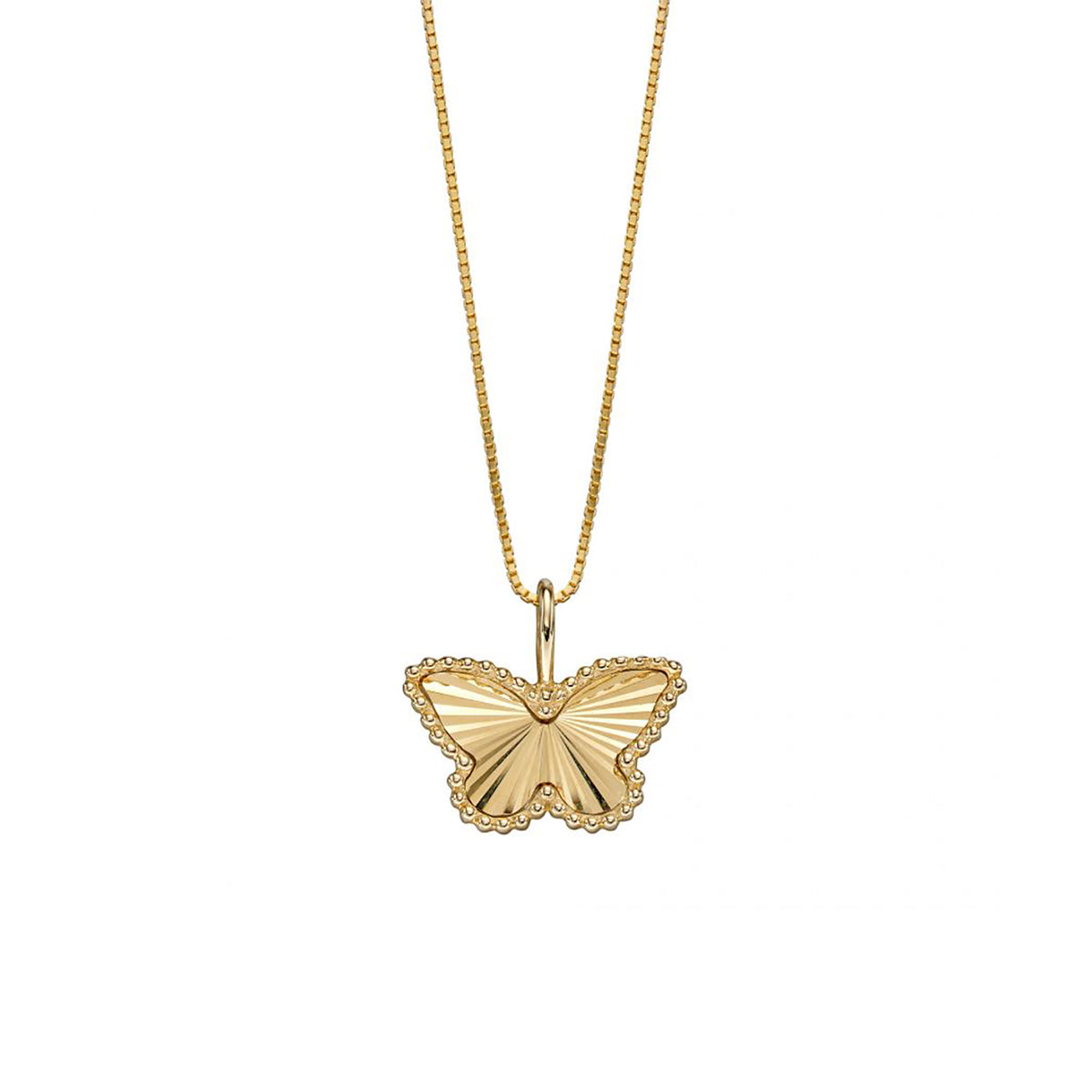 9ct Yellow Gold Butterfly Pendant Necklace