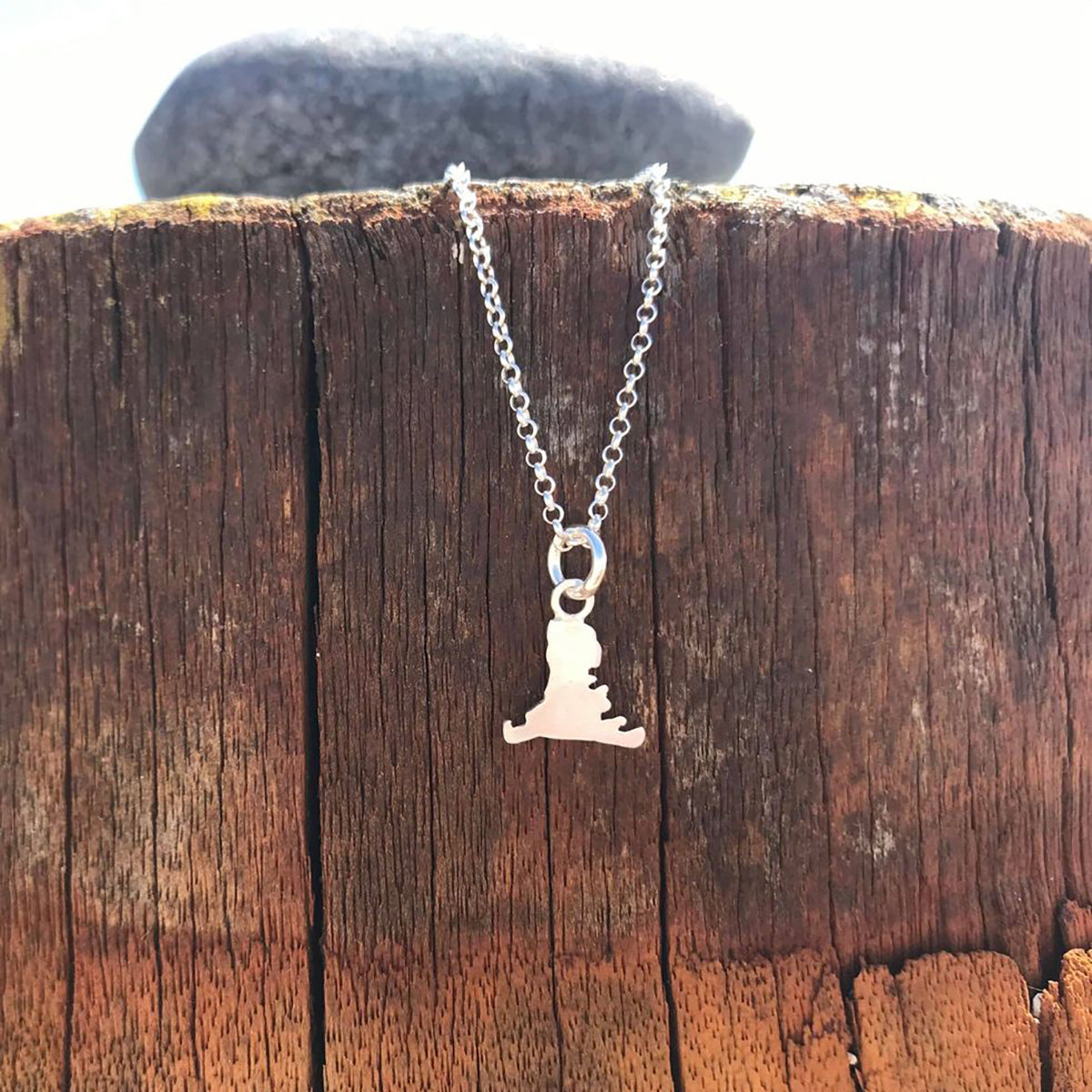 Handmade Silver Tiny Hayling Island Outline Pendant