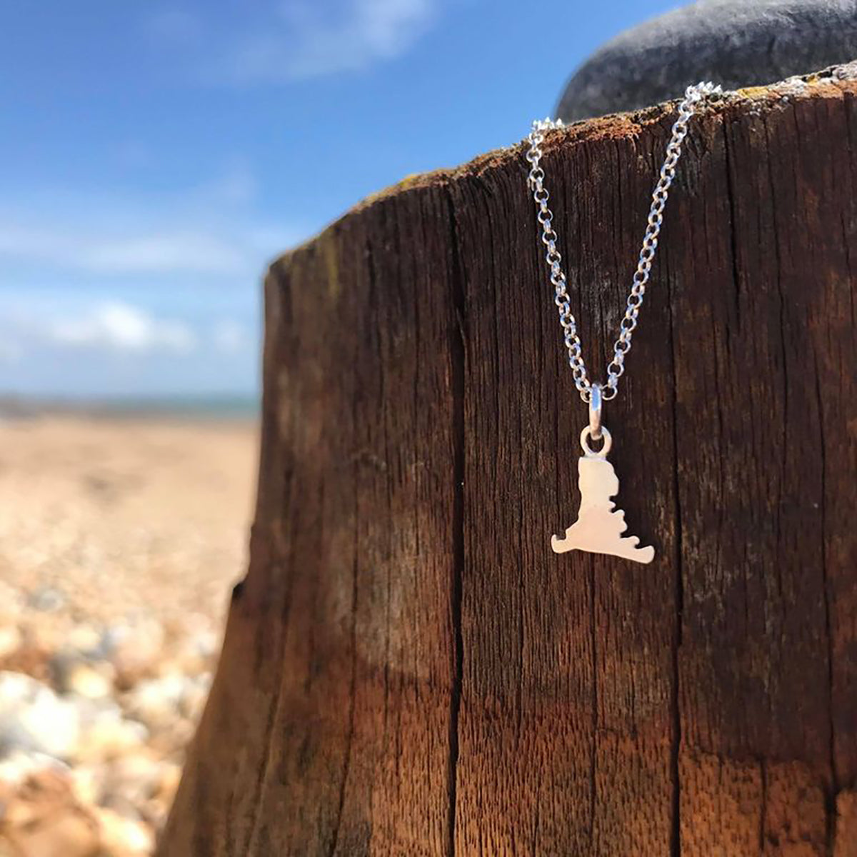 Handmade Silver Tiny Hayling Island Outline Pendant