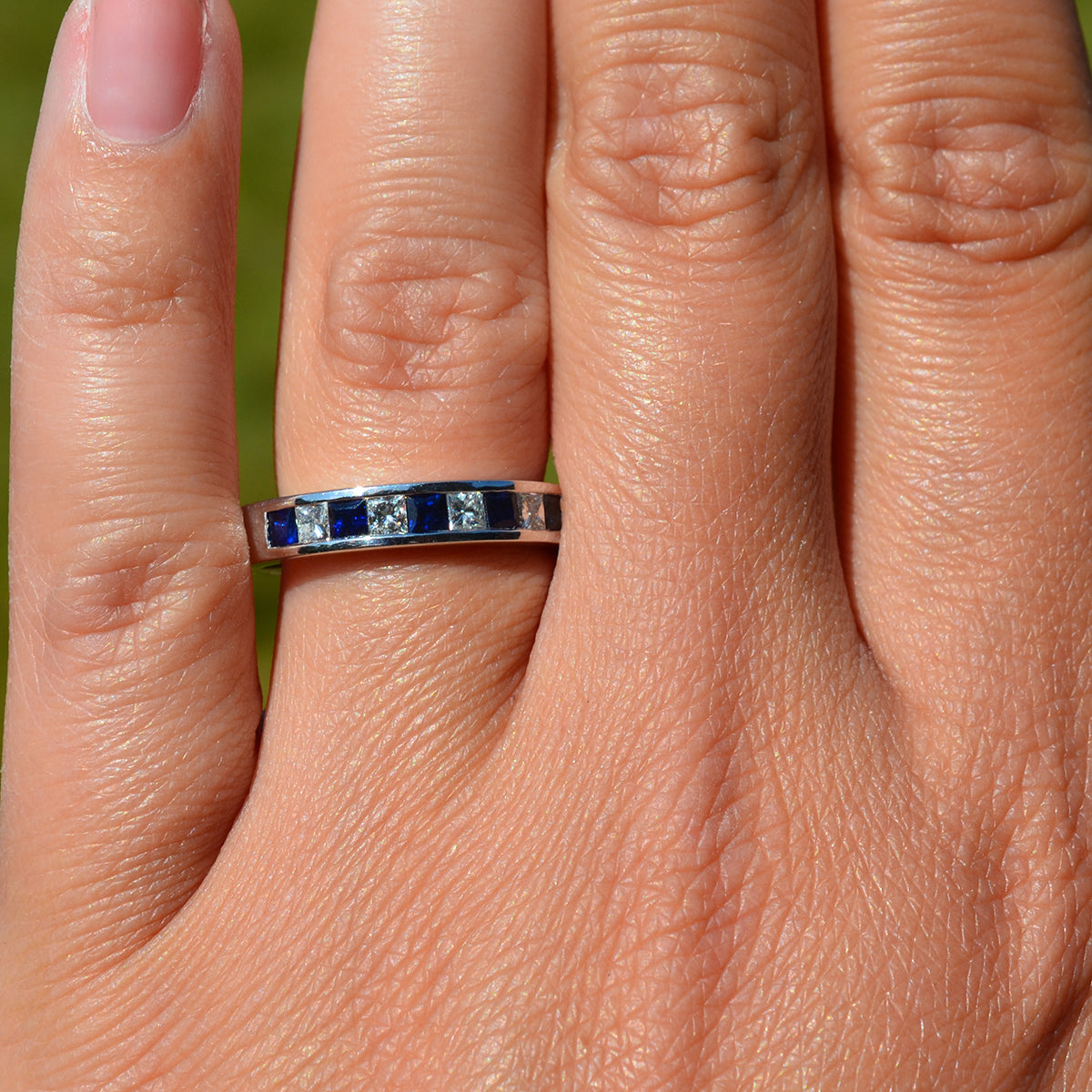 18ct White Gold Sapphire & Diamond Eternity Ring