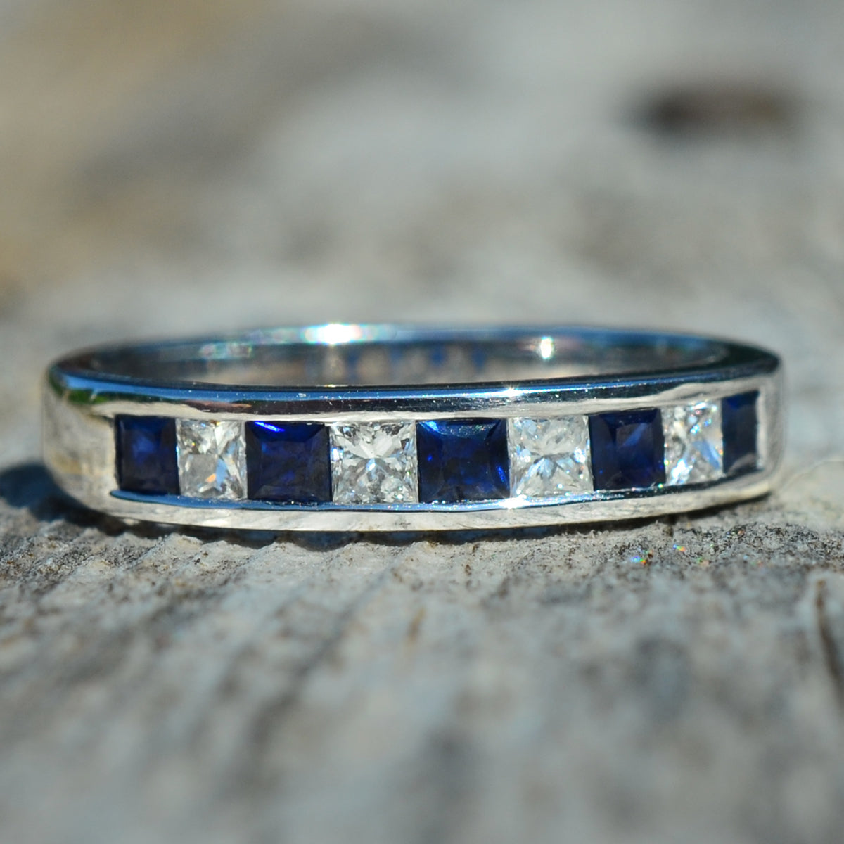 18ct White Gold Sapphire & Diamond Eternity Ring