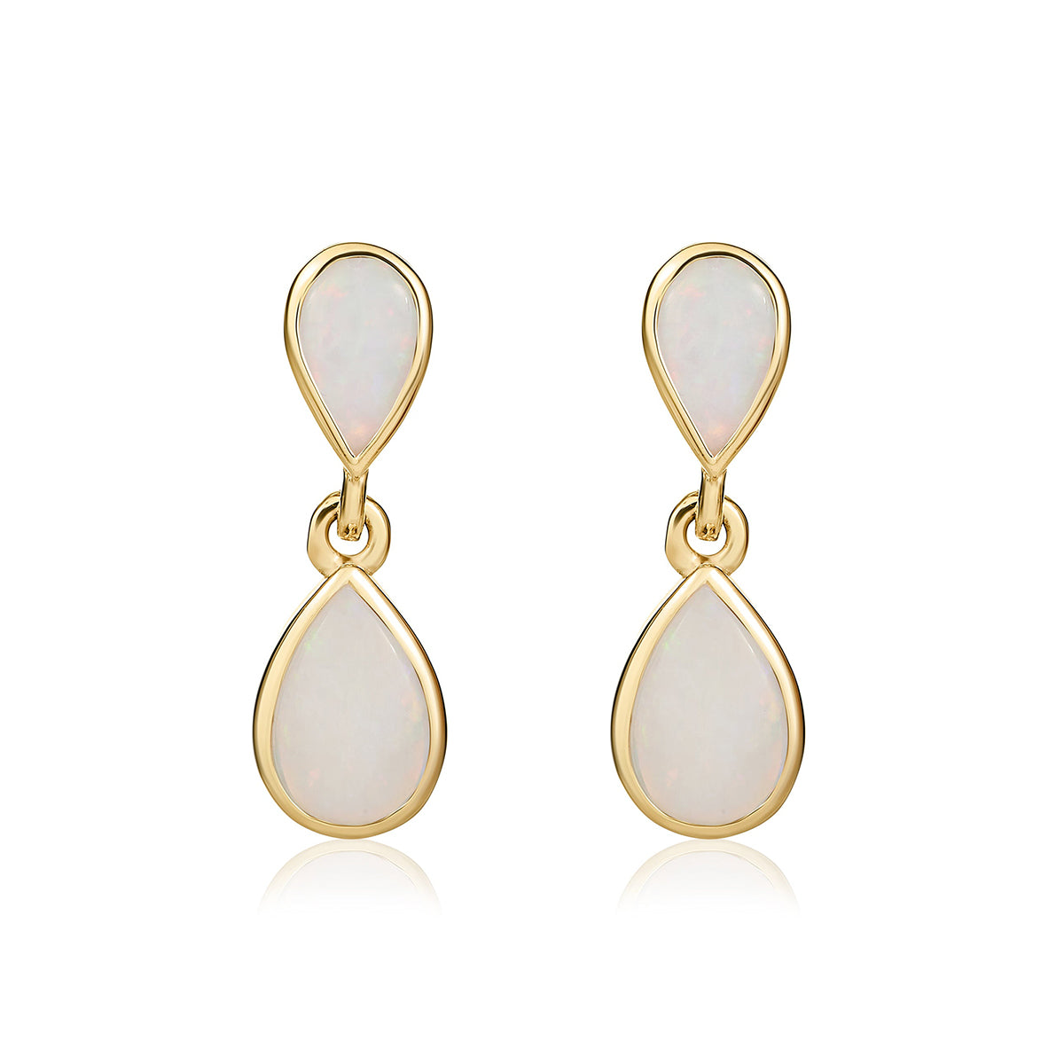 9ct Opal Double Pear Shape Drop Earrings