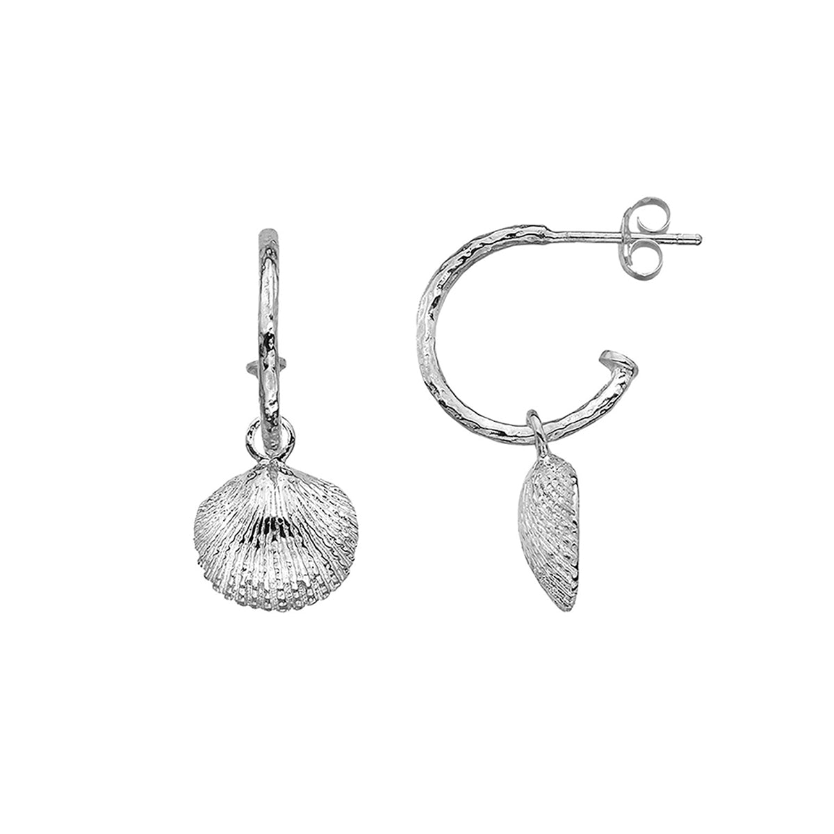 Sterling Silver Scallop Drop Earrings