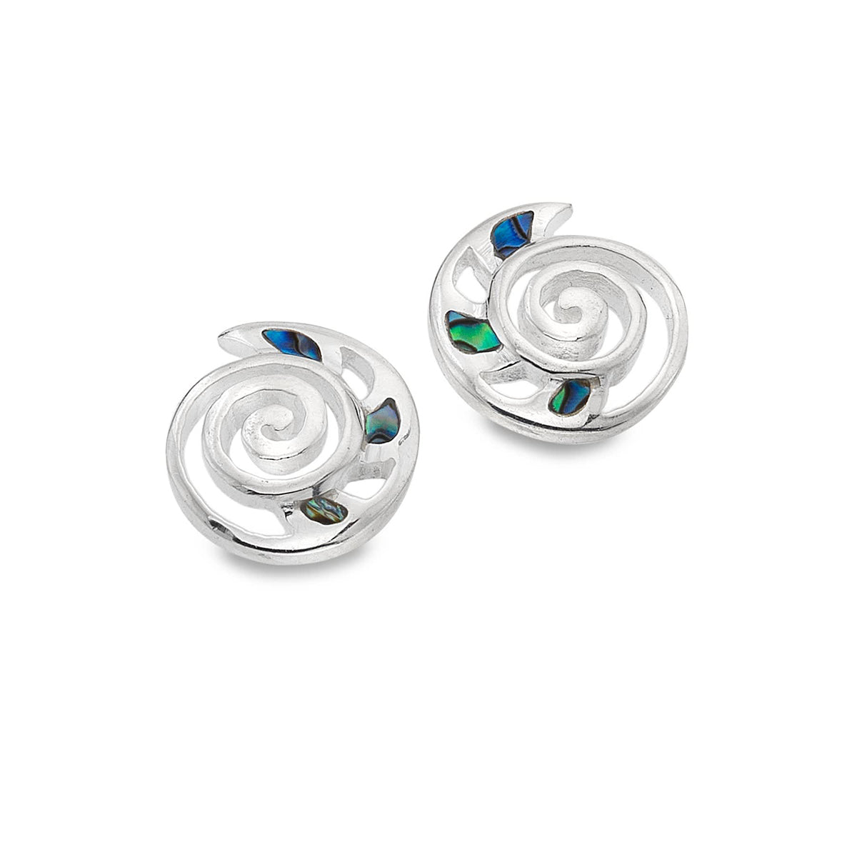 Sterling Silver & Paua Shell Nautilus Shell Stud Earrings