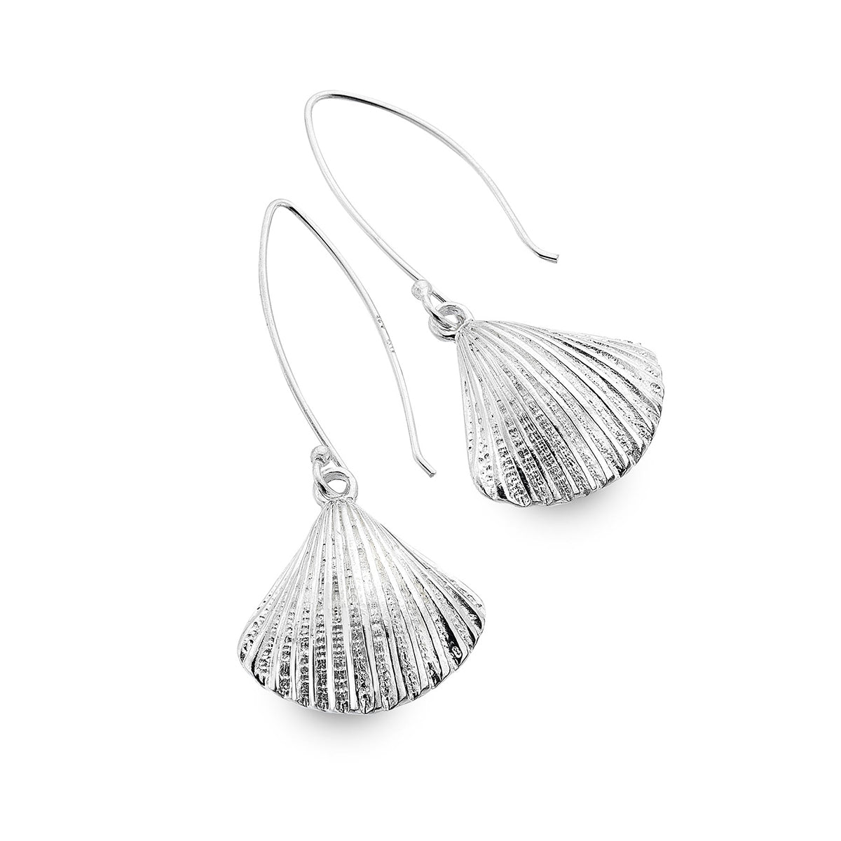 Sterling Silver Chunky Scallop Drop Earrings