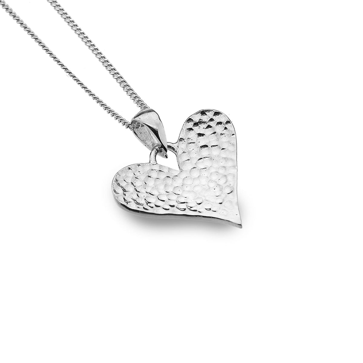 Sterling Silver Hammered Heart Pendant Necklace