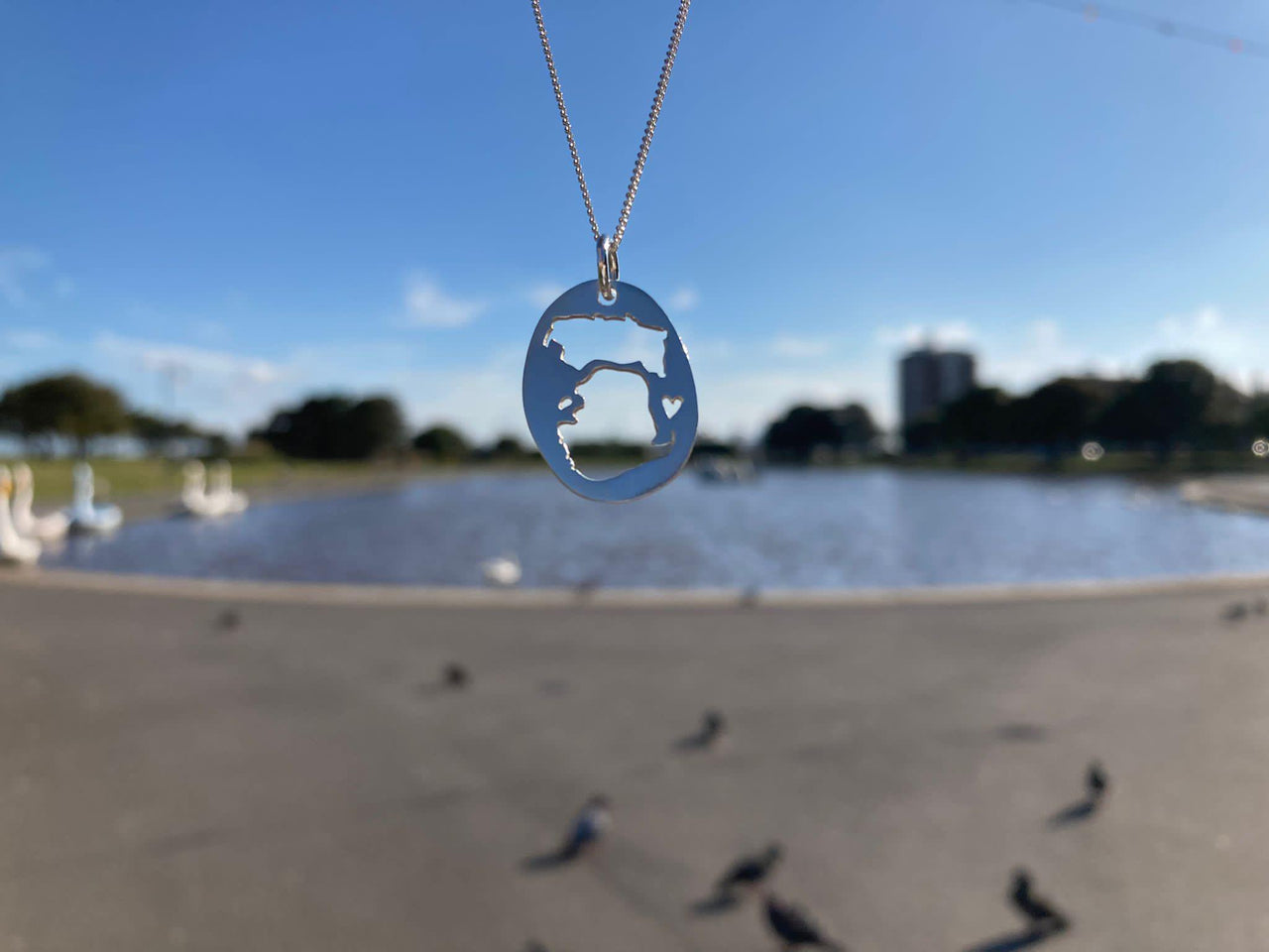 Handmade Silver Oval Portsmouth Cutout Pendant