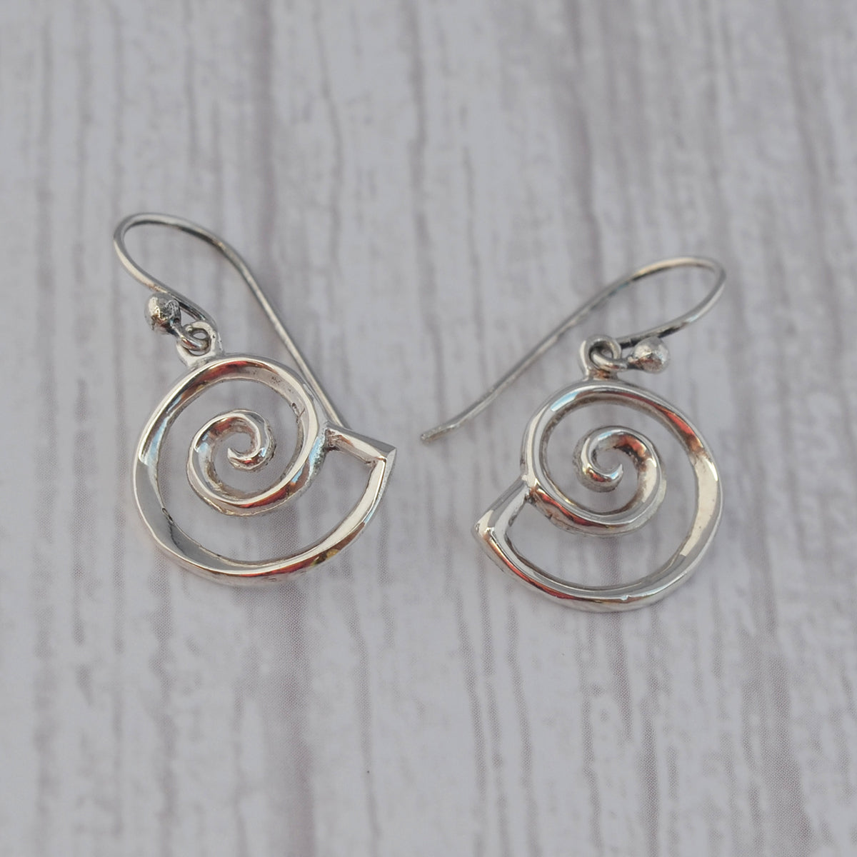 Sterling Silver Nautilus Drop Earrings