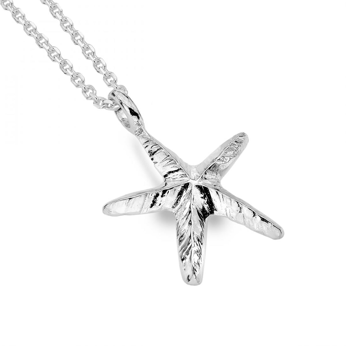 Sterling Silver Medium Starfish Pendant Necklace