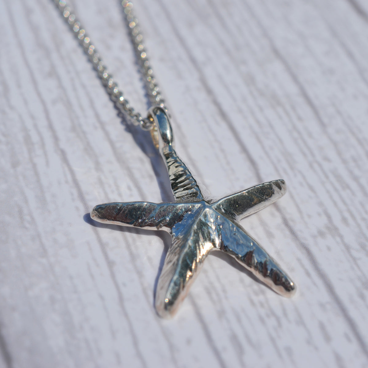 Sterling Silver Medium Starfish Pendant Necklace