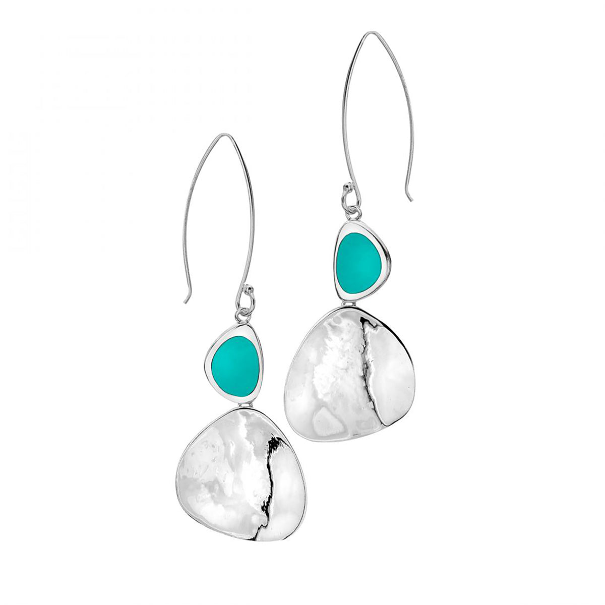 Sterling Silver Large Drop Pebble Earrings