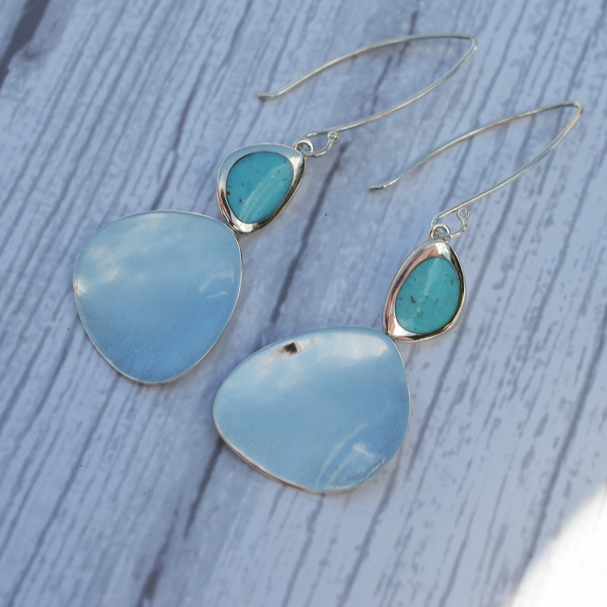 Sterling Silver Large Drop Pebble Earrings