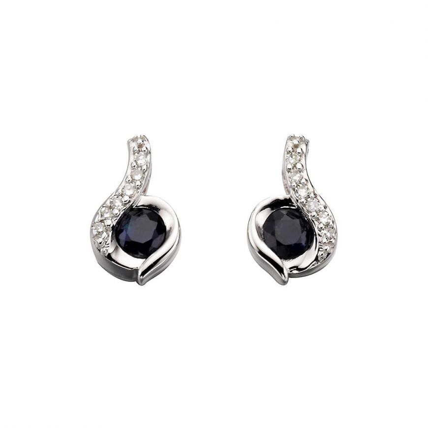 9ct White Gold Sapphire and Diamond Earrings