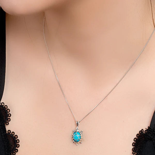 Sterling Silver and Turquoise Tortoise Necklace