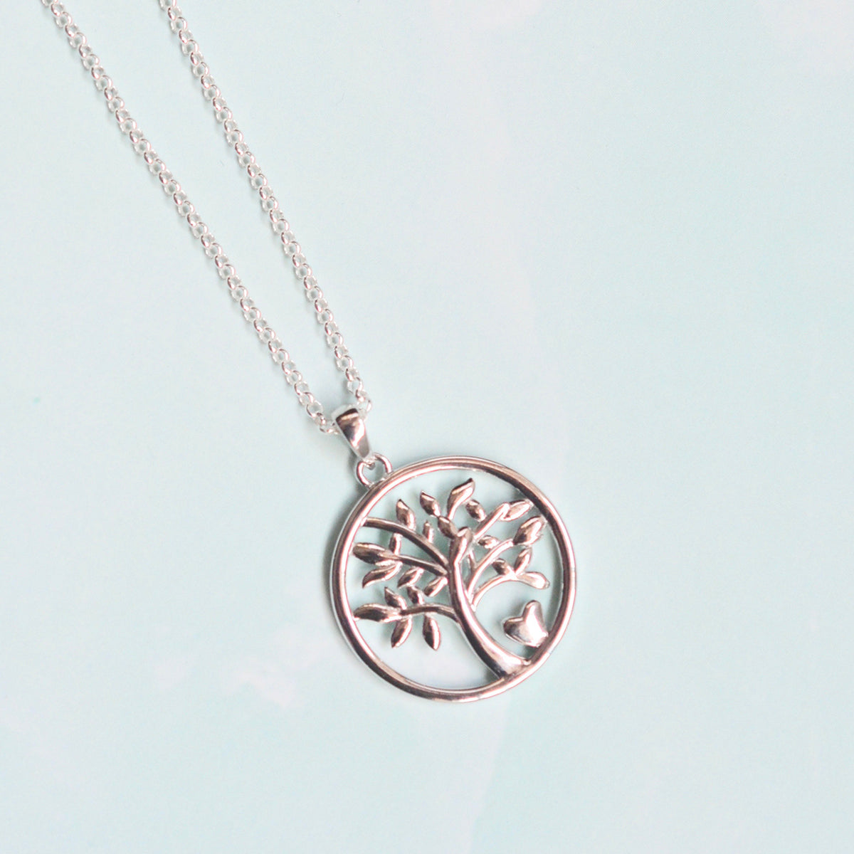 Sterling Silver Tree of Life with Heart Pendant Necklace