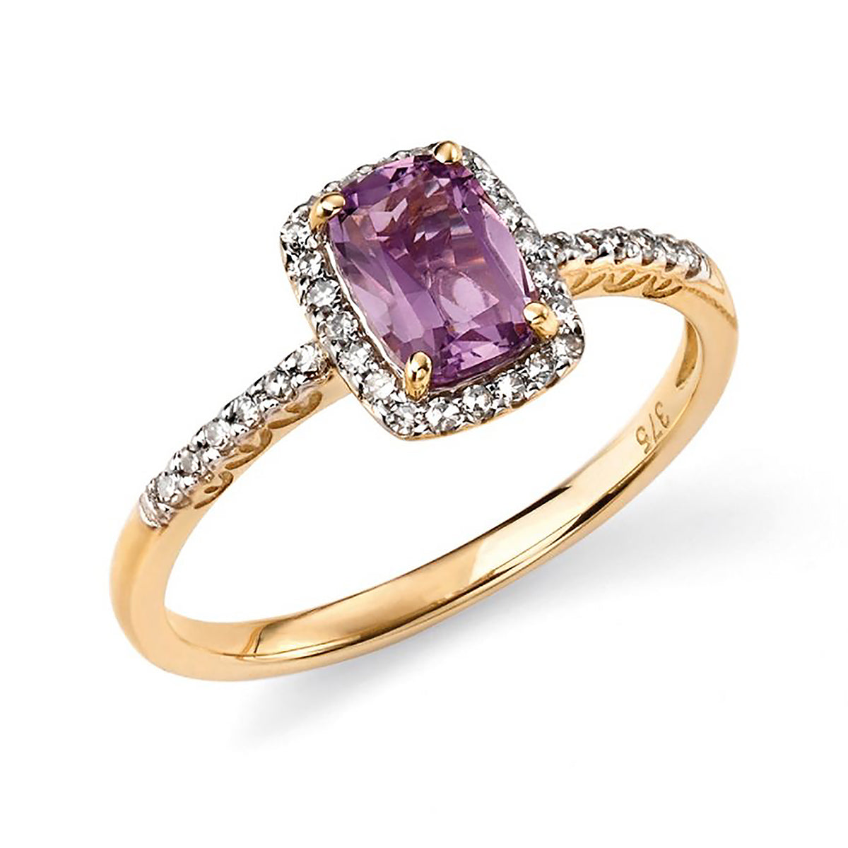 Amethyst & Diamond Cluster Ring