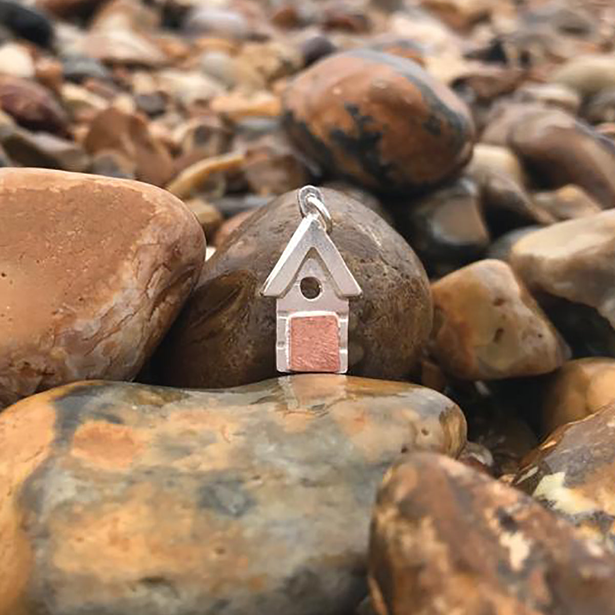 Handmade Silver Small Beach Hut Pendant with Round Cutout