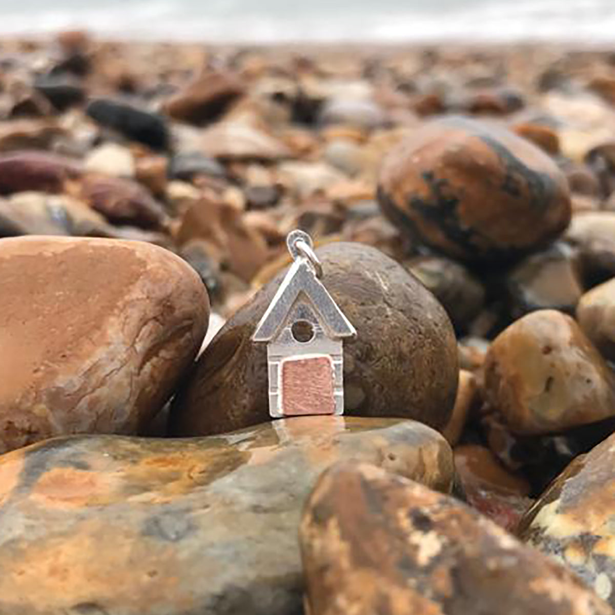 Handmade Silver Small Beach Hut Pendant with Round Cutout