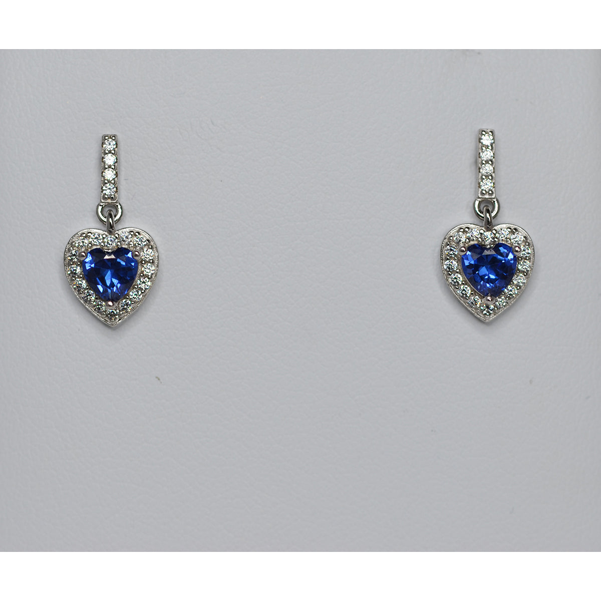 Sterling Silver & Cubic Zirconia Heart Drop Earrings