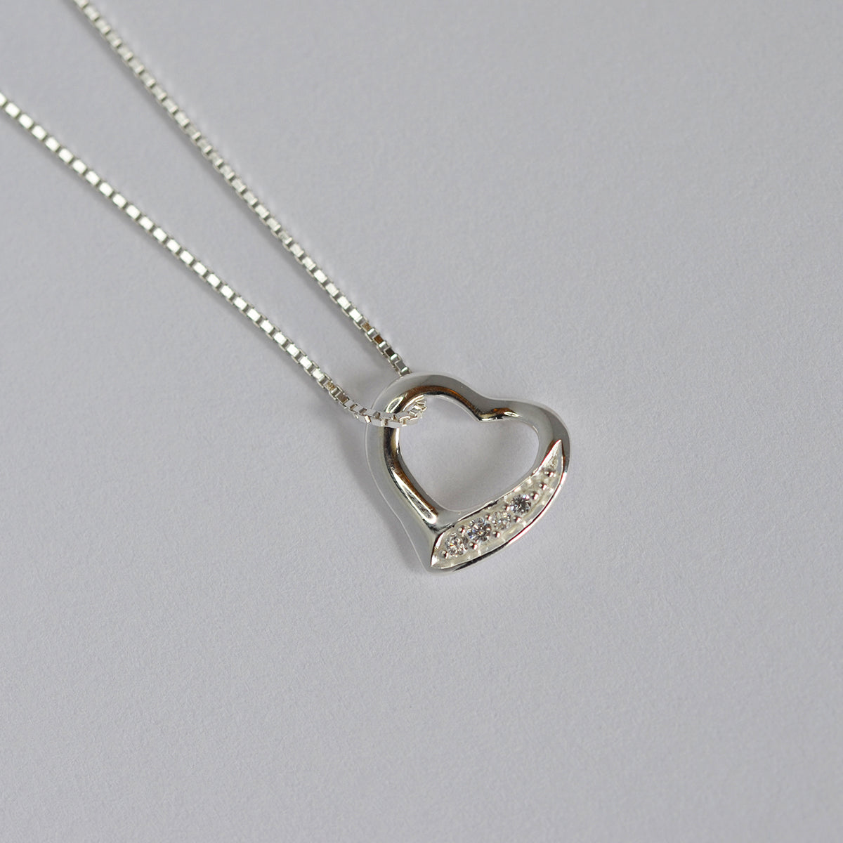 Sterling Silver & Cubic Zirconia Heart Pendant Necklace