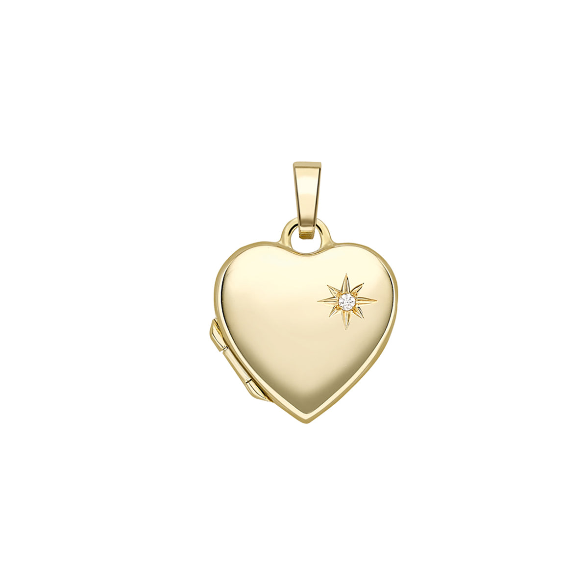 9ct Yellow Gold & Diamond Heart Locket Necklace